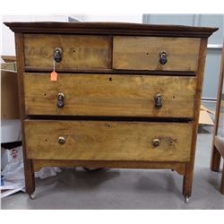 Vintage hardwood dresser, 4 drawer, 36" h x 39" w
