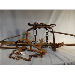 Hand forged Bear trap  and Newhouse wolf trap