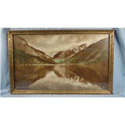 Vintage photo, McDonald Lake, Mission Range Mtns., Montana, by JW Robe, 12" x 20", framed