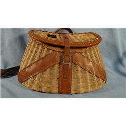 Wicker and leather creel, nice