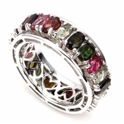 Natural Fancy Tourmaline 37 Carats Eternity Band