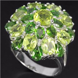 Natural Green Chrome Diopside & Peridot Ring