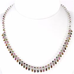 Natural Fancy Tourmaline Pear & Round Necklace