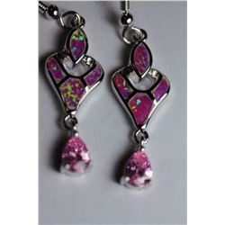 Natural Pink Topaz & Opal Earrings