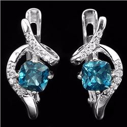 Natural London Blue Topaz Earrings
