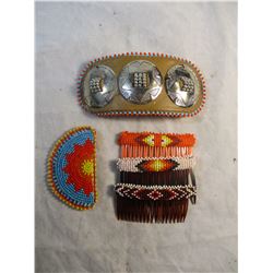 Lot of 5 Vintage Native American Beaded Hair Combs