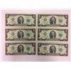 Image 1 : 6 New Crisp Uncirculated 2 Two Dollar USA Bills 2013 - SIX Mint Notes Sequential