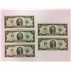 Image 1 : 5 New Crisp Uncirculated 2 Two Dollar USA Bills 2013 - FIVE Mint Notes Sequential