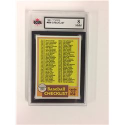 1981 TOPPS #858 CHECKLIST (8 NMM) KSA