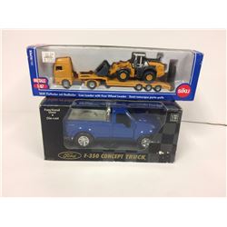 TOY CAR & TRUCK LOT (FORD F-350, LOW LOADER)