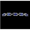 Image 1 : 11.15 ctw Blue Sapphire And Diamond Bracelet - 14KT White Gold