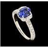 Image 4 : 1.51 ctw Sapphire and Diamond Ring - 18KT White Gold