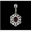 Image 2 : 4.70 ctw Rubellite And Diamond Pendant - 14KT White Gold