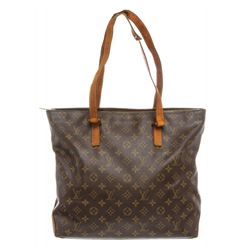 Louis Vuitton Monogram Canvas Leather Cabas Mezzo Shoulder Bag