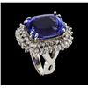 Image 4 : 16.64 ctw Tanzanite and Diamond Ring - 14KT White Gold