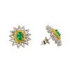 Image 2 : 0.64 ctw Emerald and Diamond Earrings - 18KT White and Yellow Gold