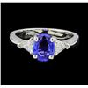 Image 2 : 1.26 ctw Blue Sapphire And Diamond Ring - 14KT White Gold