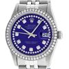 Image 1 : Rolex Mens 36mm Stainless Steel Purple String Diamond Datejust Wristwatch