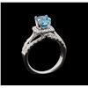 Image 4 : 2.56 ctw Blue Zircon and Diamond Ring - Platinum and 18KT White Gold