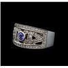 Image 1 : 0.28 ctw Tanzanite and Diamond Ring - 14KT White Gold