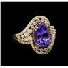 Image 1 : 14KT Yellow Gold 4.73 ctw Tanzanite and Diamond Ring