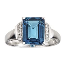 3.88 ctw Topaz and Diamond Ring - 10KT White Gold