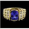 Image 2 : 2.56 ctw Tanzanite and Diamond Ring - 14KT Yellow Gold