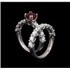 Image 3 : 14KT White Gold 1.62 ctw Ruby and Diamond Wedding Set