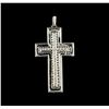 Image 2 : 0.60 ctw Diamond and Onyx Cross Pendant - 18KT White Gold