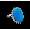 Image 1 : 7.52 ctw Turquoise and Diamond Ring - 14KT White Gold