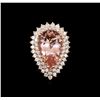 Image 2 : 12.50 ctw Morganite and Diamond Ring - 14KT Rose Gold
