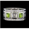 Image 2 : Crayola 0.90 ctw Peridot and White Sapphire Ring - .925 Silver