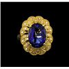 Image 2 : 14KT Yellow Gold 7.38 ctw Tanzanite and Diamond Ring