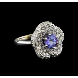 14KT White Gold 1.76 ctw Tanzanite and Diamond Ring