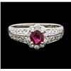 Image 2 : 0.37 ctw Ruby and Diamond Ring - Platinum