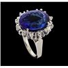 Image 4 : 12.11 ctw Tanzanite and Diamond Ring - 14KT White Gold