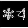 Image 2 : 0.99 ctw Diamond Flower Burst Earrings - 18KT White Gold