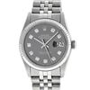 Image 6 : Rolex Mens 36mm Stainless Steel Dark Rhodium Diamond Datejust Wristwatch