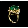 Image 4 : 14KT Yellow Gold 9.30 ctw Emerald and Diamond Ring