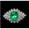 Image 2 : 1.48 ctw Emerald and Diamond Ring - 14KT White Gold