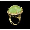 Image 4 : 14KT Yellow Gold 32.12 ctw Green Tourmaline and Diamond Ring