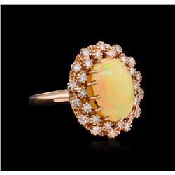 4.22 ctw Opal and Diamond Ring - 14KT Rose Gold