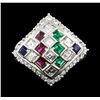 Image 2 : 0.30 ctw Emerald, Ruby and Diamond Ring - Platinum