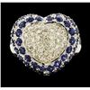 Image 2 : 5.20 ctw Sapphire and Diamond Ring - 18KT White Gold