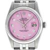 Image 1 : Rolex Mens 36mm Stainless Steel Ice Pink Diamond Datejust Wristwatch