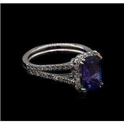 2.07 ctw Tanzanite and Diamond Ring - 14KT White Gold