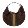 Image 1 : Gucci Brown Velvet Yellow Blue Stripe Horesbit Leather Shoulder Bag