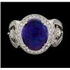 Image 2 : 3.85 ctw Opal and Diamond Ring - 14KT White Gold