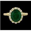 Image 2 : 3.37 ctw Emerald and Diamond Ring - 14KT Yellow Gold