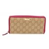 Image 1 : Gucci Beige Gold Monogram Canvas Pink Zipper Wallet